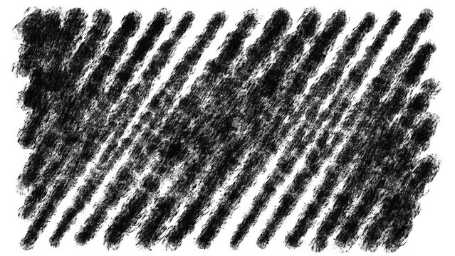 Black Coal Crayon Hatching White Screen - Abstract background, texture or overlay animation
