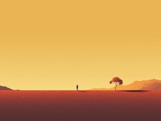 artsy minimalist illustration of landscape with colour gradients, generative ai
