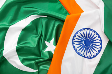 Flags of India and Pakistan as background - obrazy, fototapety, plakaty