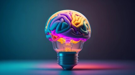 brain with bulbs, bright idea concept, generative Ainart
