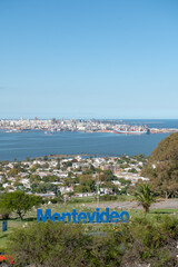 Cityscape of the city of Montevideo in the capital of Uruguay in 2023 from the fortress of Cerro