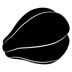 Chayote fruit. Sechium edule. Black and white silhouette.