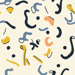 Seamless pattern with hand drawn abstract shapes. Vector illustration.
