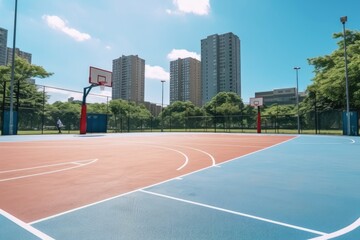 outdoor basketball court tools and equipment photography