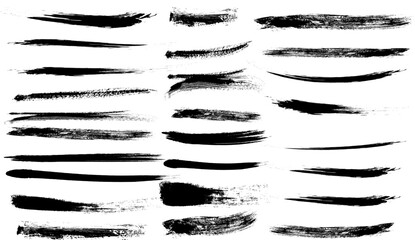 grunge brushes set.vector design elements, Set of Hand Drawn Grunge Brush Smears, Black vector brush strokes collection. Black paint spots vector for design