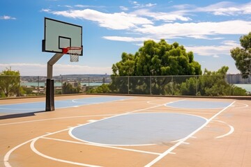outdoor basketball court tools and equipment photography - obrazy, fototapety, plakaty