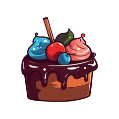 Whipped cream and berries top sweet cupcake