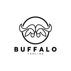 Buffalo Logo, Livestock Farm Animal Vector, Buffalo Head Design Simple Template Silhouette