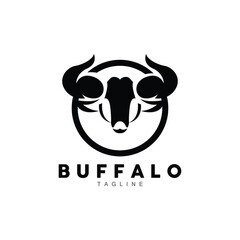 Buffalo Logo, Livestock Farm Animal Vector, Buffalo Head Design Simple Template Silhouette