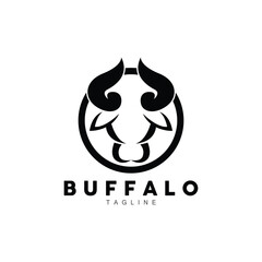 Buffalo Logo, Livestock Farm Animal Vector, Buffalo Head Design Simple Template Silhouette