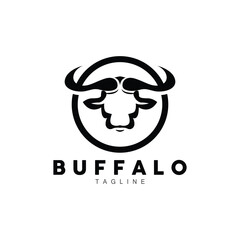 Buffalo Logo, Livestock Farm Animal Vector, Buffalo Head Design Simple Template Silhouette