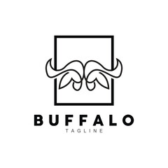 Buffalo Logo, Livestock Farm Animal Vector, Buffalo Head Design Simple Template Silhouette