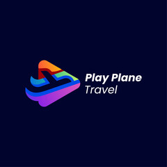 Vector Logo Illustration Plane Gradient Colorful Style