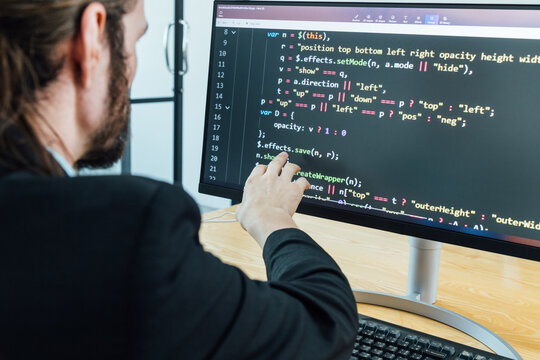 Professional development programer programming game software or developing code for shopping online financial data security system network working at office. It technology.