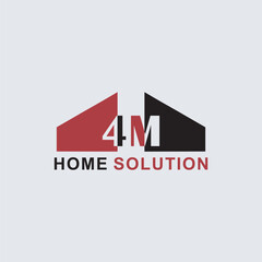 Fototapeta na wymiar Letter 4M logo home solution
