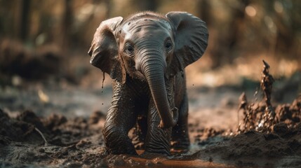 Fototapeta na wymiar Untamed Majesty: A Glimpse into the World of African Elephants and Their Incredible Natural Habitat, generative AIAI Generated