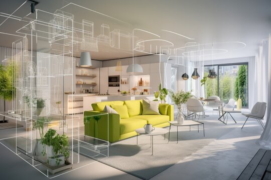 A virtual tour of a modern apartment. Generative AI.	