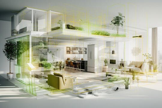 A virtual tour of a modern apartment. Generative AI.	