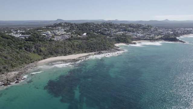 Bays Of Coolum - Idyllic Coastal Haven With Stunning Beaches In Queensland, Australia. aerial