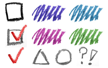oil pastels icon set. oil pastel texture