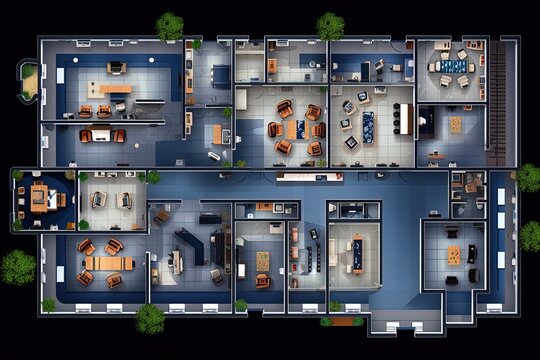 Office floor plan. Generative AI.