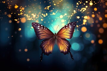 The butterfly flies into the sky. Generative AI.
