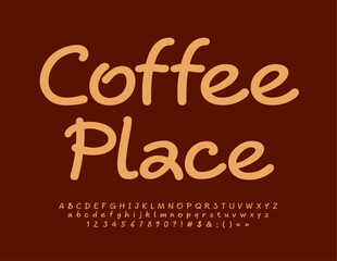 Obraz na płótnie Canvas Vector artistic logo Coffee Place. Creative set of Alphabet Letters, Numbers and Symbols. Modern handwritten Font