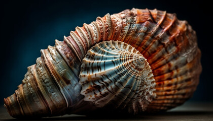 Spiral seashell, beauty in nature fragile design generated by AI