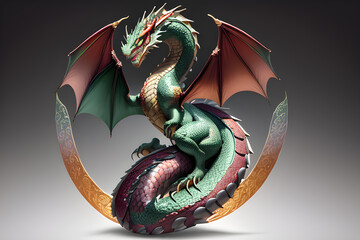 intricate vibrantly colored delicately carved dragon pointing