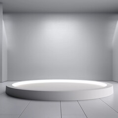 Abstract luxury background, Minimalistic silver and white architectural background and podium, modern design for poster, cover, branding, product showcase, AI generated.