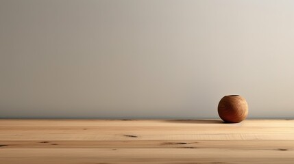 Wooden Sphere Ball on a Desk simple minimalist copy space generative ai