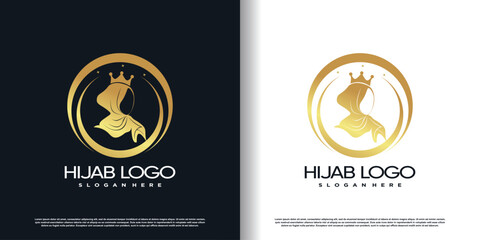 hijab logo with creative style concept premium vector