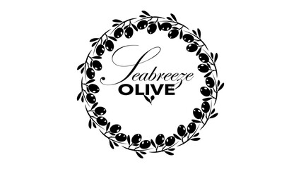 White background with black olive rings. Logo design