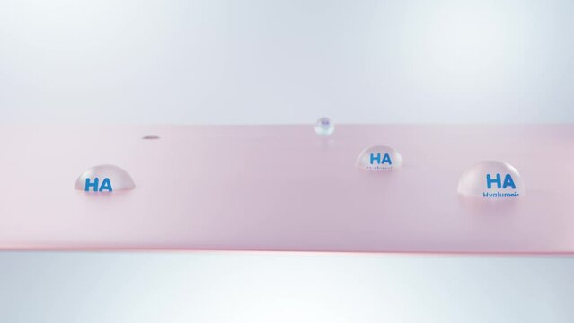 Hyaluronic acid Serum through the skin layer for reduce and repair saggy skin cell Concept,Cosmetic serum Oil drop on Saggy skin cell, Skin Repair.
