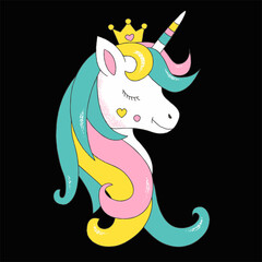 Colorful Unicorn Head Vector illustration Artwork