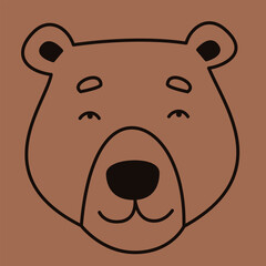 Bear face in doodle style. Cute forest animal.