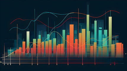 Naklejka premium candlestick chart of stock market background Generative AI
