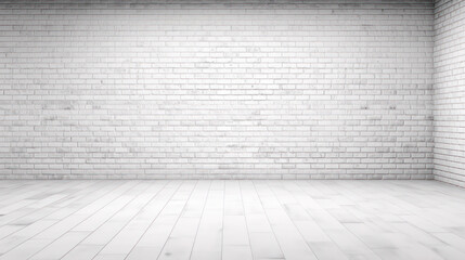 Fototapeta premium Urban white brick wall and cobble floor, texture backdrop