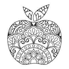 Mandala floral pattern made in mehndi style in form of apple fruit. Apple mandala.