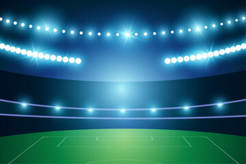 Sport and football stadium with spotlights background graphic 