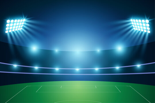 Sport and football stadium with spotlights background graphic 
