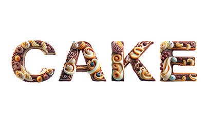 Naklejka premium realistic isolated Chocolate Cake text of CAKE on the transparent background