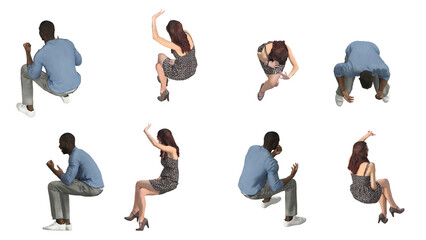 3D High Poly Humans - SET7 Color - Parallel Views