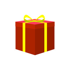 Gift box icon with bow, Love greeting template for couples, Present gift box icon, Flat design symbol, Vector illustration