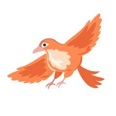 Flying mascot with colorful feathers and beak