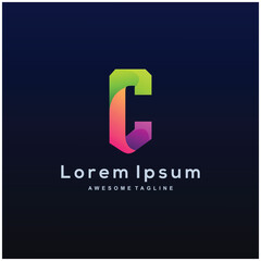 C letter colorful gradient logo template