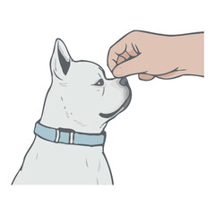 Cute cartoon puppy sketch, loyal friend watching