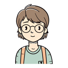 Smiling schoolboy with eyeglasses, joy in childhood