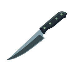 Sharp steel knife, handle of metal