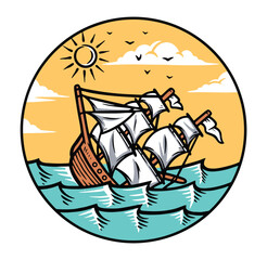 ship sinking in the ocean illustration